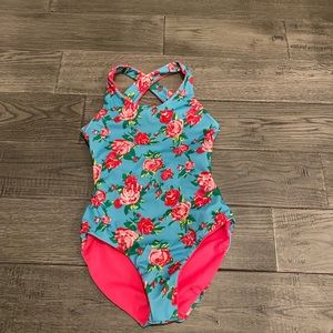 Betsey Johnson Floral Dance Leotard with straps on back. Girls Size 10-12 🌺